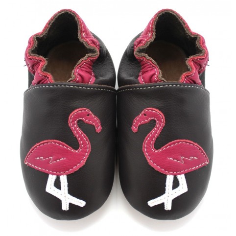 Chaussons Cuir Souple Flamant rose