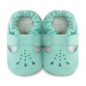 Chaussons souples cuir bubblegum