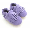 Chaussons en daim a Franges Lavande