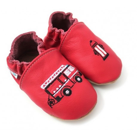 Chaussons antiderapants cuir souple Pompier