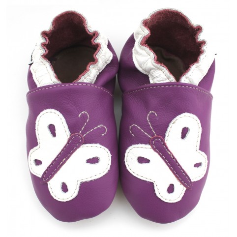 Chaussons cuir souple Papillon