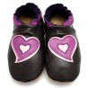 chaussons cuir souple coeur