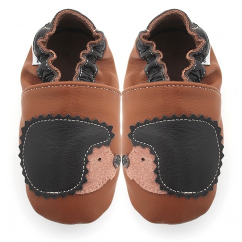 Chaussons cuir souple Herisson camel